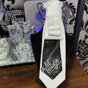 Rouge Helium Black and White Striped Tie